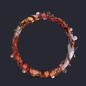 Fabric Wire Wrapped Bangle Bracelet